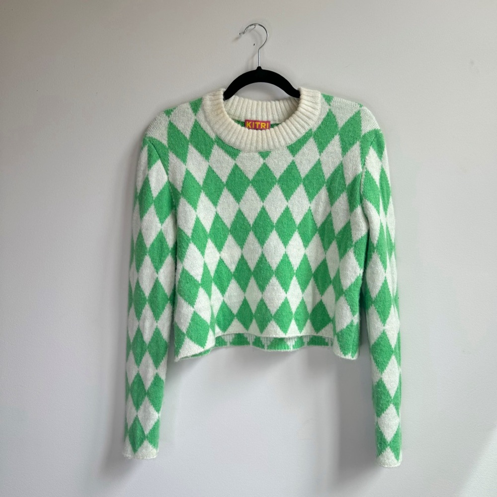KITRI Rory Green Diamond Checker Sweater - Picture 4 of 9